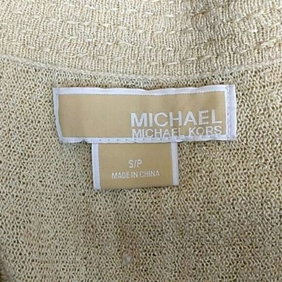 Michael Kors Swim Cover Womens Sz S Ivory Linen Blend Baby Doll Tunic V Neck Top - Picture 6 of 6